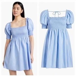 Hill House Athena Nap Dress in Glitter Blue Check Size XS EUC